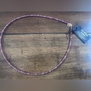 14K solid yellow gold garnet necklace